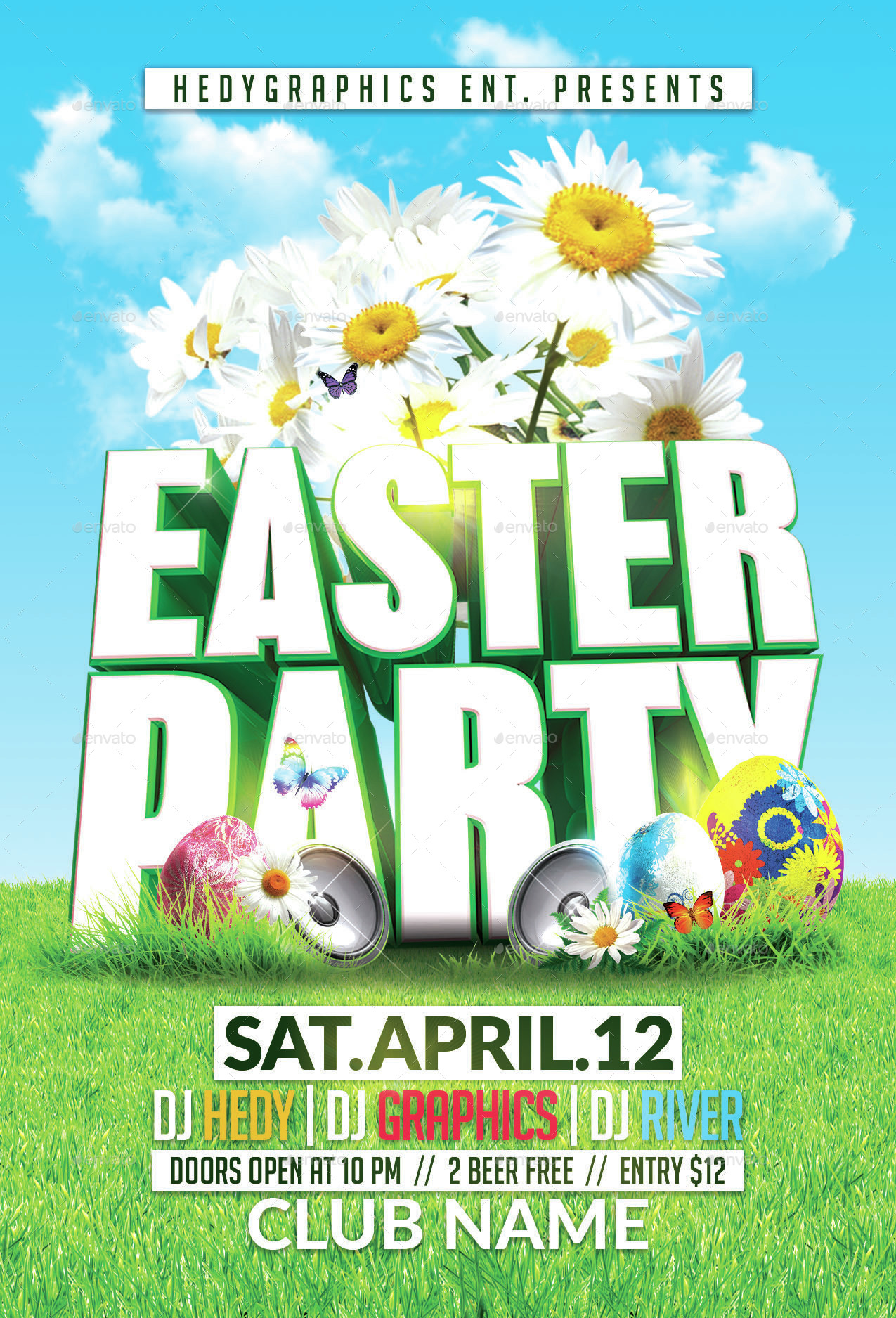 Easter Party Flyer Template by HedyGraphics GraphicRiver
